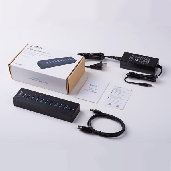 ORICO USB HUB3.0 External 10 Port USB Splitter with VL812 12V3A EU/UK Power Adapter - Image 7
