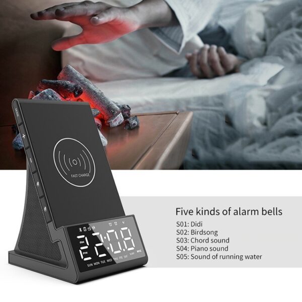 Three in one wireless charger Bluetooth speaker wireless charging alarm clock phone holder - Image 3
