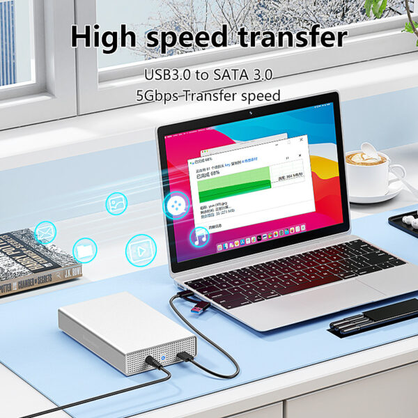 Lanshuo SAS/SATA portable hard drive case 2.5-inch desktop laptop all metal solid-state drive case - Image 4