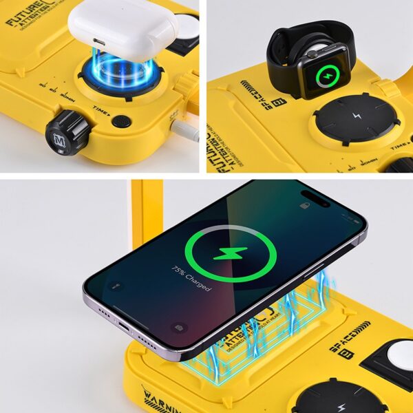 CNON Trendy Multi functional Wireless Charging Atmosphere Light Phone Earphones Watch Three in One RGB Colorful Light Intelligen - Image 3