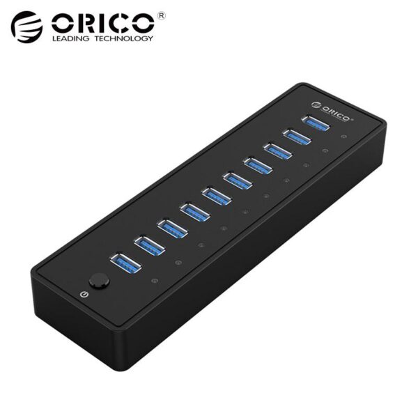 ORICO USB HUB3.0 External 10 Port USB Splitter with VL812 12V3A EU/UK Power Adapter - Image 2