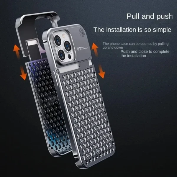 Metalen Warmteafvoer Telefoonhoes Voor Iphone 13 12 14 15 Pro Max Plus Koelende Geur Randloze Holle Aluminium Schokbestendige Hoes - Image 4