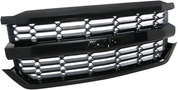 Front Bumper Upper Grille Grill Compatible with Chevrolet Silverado 1500 2016-2018 (Black) - Image 6