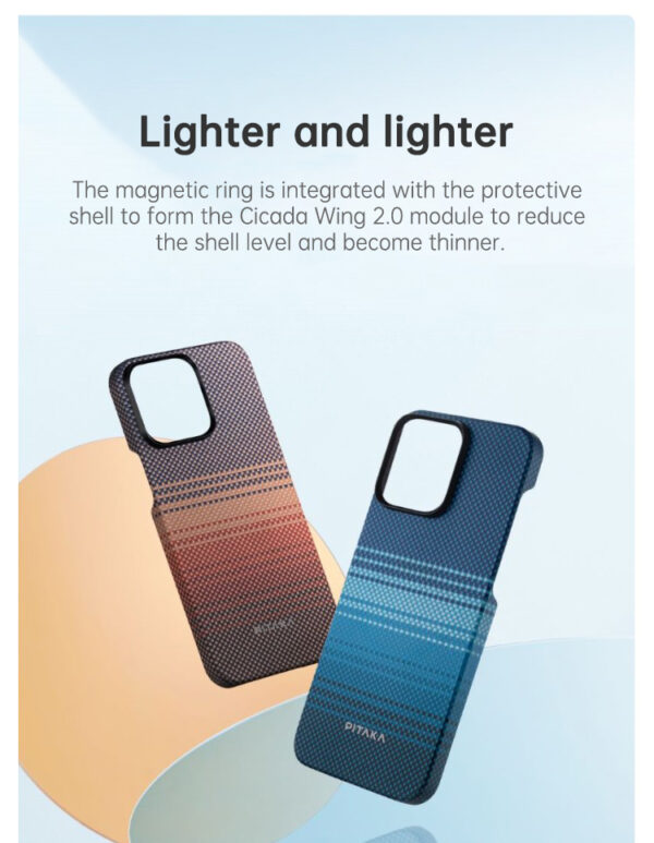 PITAKA is suitable for Apple 15promax magnetic sunset moonrise Kevlar floating aramid high-end magsafe carbon fiber mobile phone case - Image 9