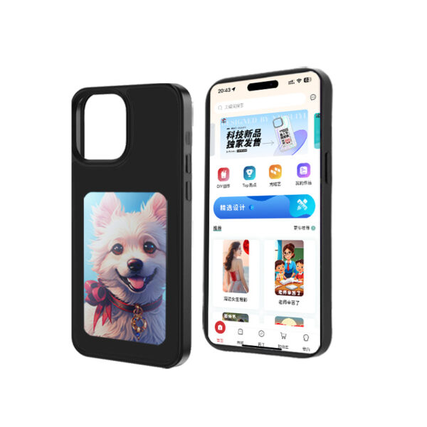 New Trending designer Luxury Black NFC smart E ink screen Display mobile phone cover for fundas iphone 15/14 Pro max DIY cases - Image 2