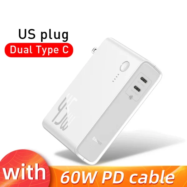 Baseus GaN Power Bank Charger 10000mAh 45W USB C PD Fast Charging 2 in 1 Charger & Battery as One ForiP 11 Pro Laptop ForXiaomi - Image 14