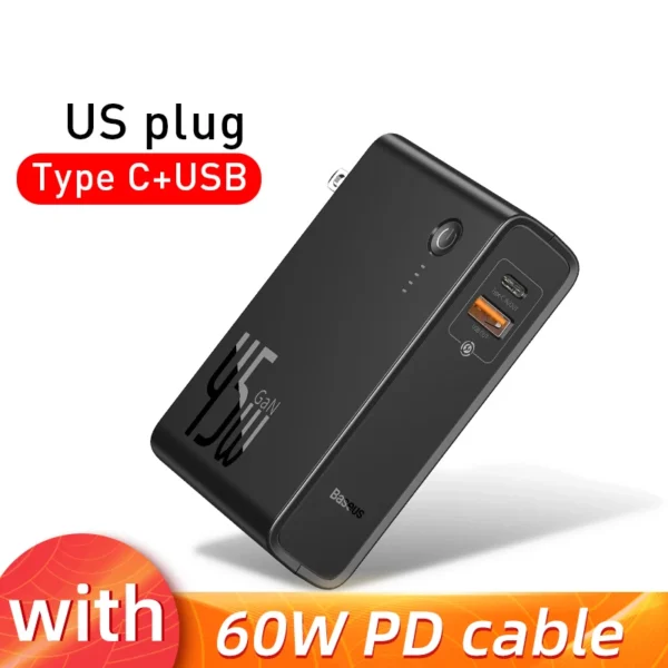 Baseus GaN Power Bank Charger 10000mAh 45W USB C PD Fast Charging 2 in 1 Charger & Battery as One ForiP 11 Pro Laptop ForXiaomi - Image 11