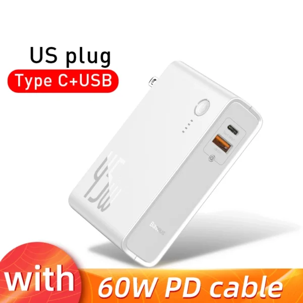 Baseus GaN Power Bank Charger 10000mAh 45W USB C PD Fast Charging 2 in 1 Charger & Battery as One ForiP 11 Pro Laptop ForXiaomi - Image 12
