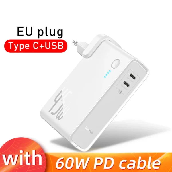 Baseus GaN Power Bank Charger 10000mAh 45W USB C PD Fast Charging 2 in 1 Charger & Battery as One ForiP 11 Pro Laptop ForXiaomi - Image 10