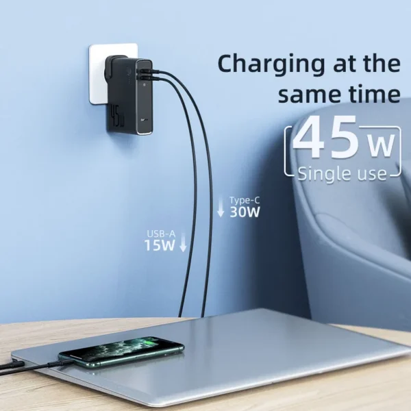 Baseus GaN Power Bank Charger 10000mAh 45W USB C PD Fast Charging 2 in 1 Charger & Battery as One ForiP 11 Pro Laptop ForXiaomi - Image 2